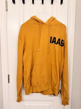 Drake Men's Mustard Crewneck Hoodie with IAAB Print